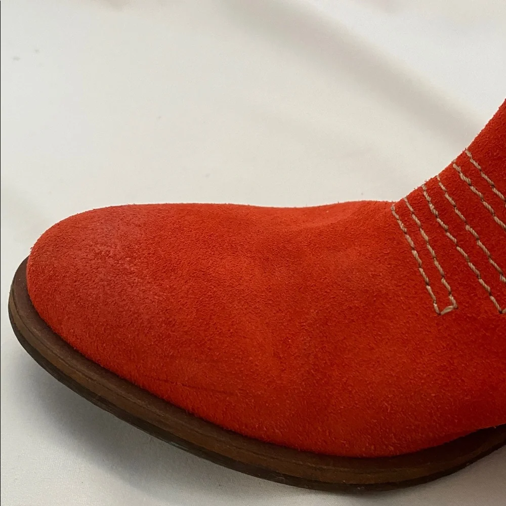 Sundance.   Orange suede Western Cowboy Boots - Picture 3 of 6